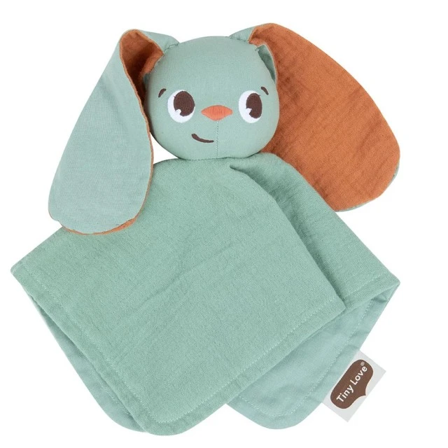 Newborn set muslin cuddle toy Rabbit and wooden rattle Eco collection Garden of Adventures Tiny Love, 0m+