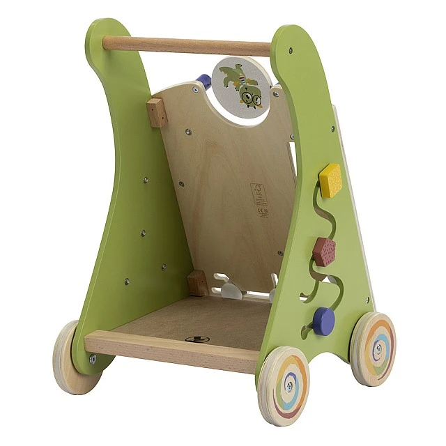 Wooden push walker from the Born to Party series, Montessori toy with 15 activities, silent non-slip wheels