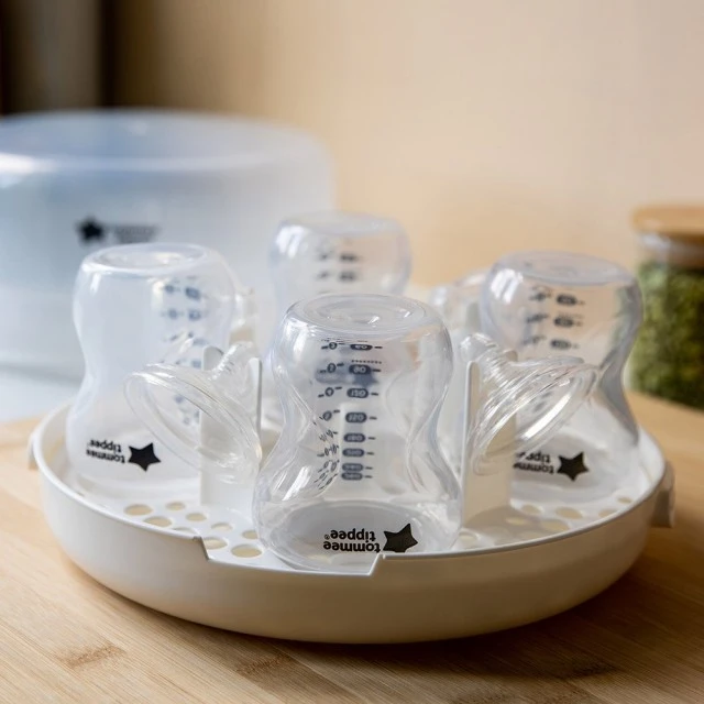 Tommee Tippee Micro Steri microwave steam sterilizer, with included orthodontic pacifier 0-6m