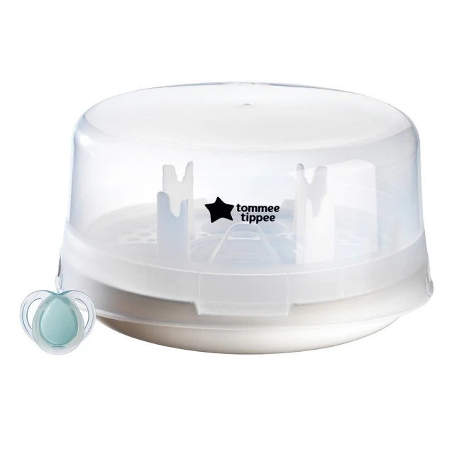 Tommee Tippee Micro Steri microwave steam sterilizer, with included orthodontic pacifier 0-6m