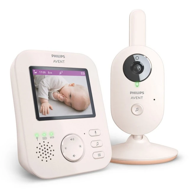 Digital video baby monitor Philips AVENT Advanced SCD881/26 with 2.8 colour screen, 2 x Zoom, night vision, two-way audio, 6 soothing melodies, Coral/Cream