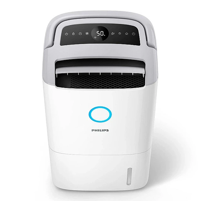 Philips 2-in-1 device for rooms up to 137 m³: Purifier with CADR capacity of 270 m³/h, HEPA NanoProtect filtration, AeraSense smart sensors, Dehumidifier with compressor up to 26.5 l/day, 4 l tank