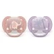 Set of 2 orthodontic pacifiers Philips AVENT SCF091/09 Ultra Soft 0-6m, with Elephant and Palm decorations, in a sterilization box
