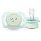 2 pcs. glow in the dark orthodontic pacifiers for newborns Philips AVENT SCF075/08 Ultra Start Night 0-2m, in blue and green with Sleep decor, in a sterilization box