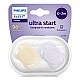 Set of 2 orthodontic pacifiers for newborns Philips AVENT SCF075/01 Ultra Start 0-2m, in orange and purple, in a sterilization box