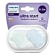 Комплект от 2 бр. ортодонтични залъгалки за новородени Philips AVENT SCF075/02 Ultra Start 0-2м, в синьо и зелено, в кутия за стерилизиране