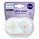 Set of 2 orthodontic pacifiers for newborns Philips AVENT SCF075/04 Ultra Start 0-2m, in blue and green with fun decor, in a sterilization box