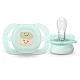 Set of 2 orthodontic pacifiers for newborns Philips AVENT SCF075/04 Ultra Start 0-2m, in blue and green with fun decor, in a sterilization box