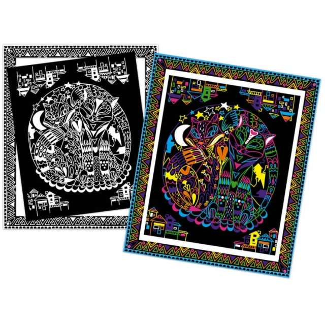 Coloring cards of animals with fluorescent markers