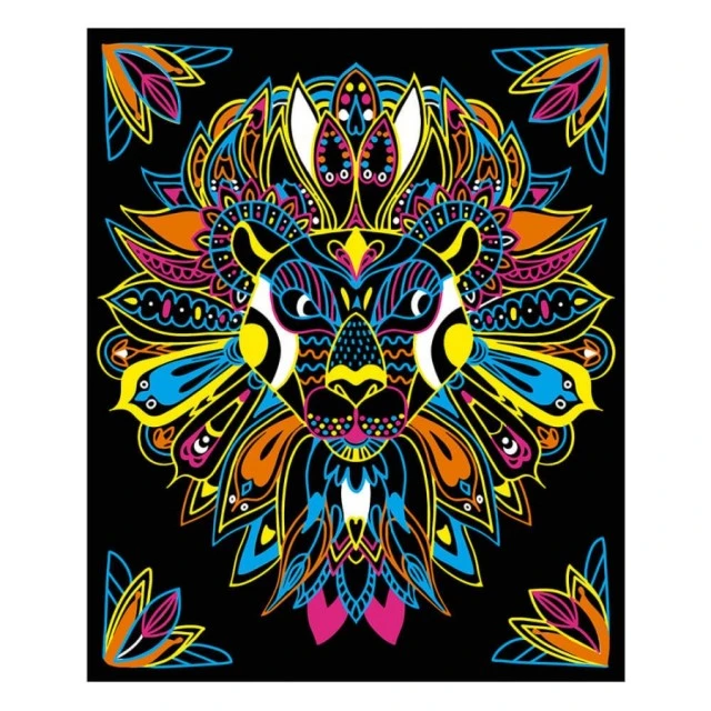 Coloring cards of animals with fluorescent markers