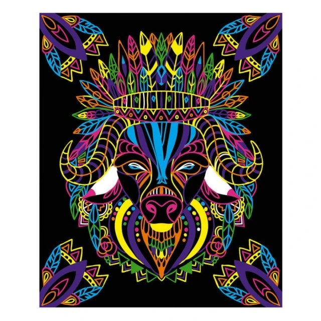Coloring cards of animals with fluorescent markers