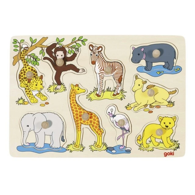 Puzzle with handles African baby animals