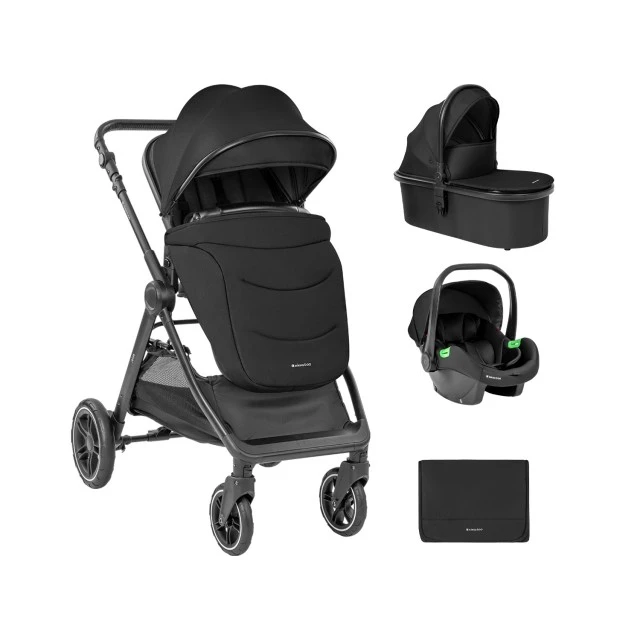 Комбинирана количка 3в1 с кош за новородено Ava Black
