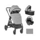 Комбинирана количка 3в1 с кош за новородено Ava Grey