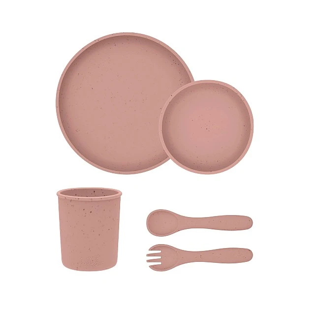 5-piece Platinum Silicone Blush Dining Set