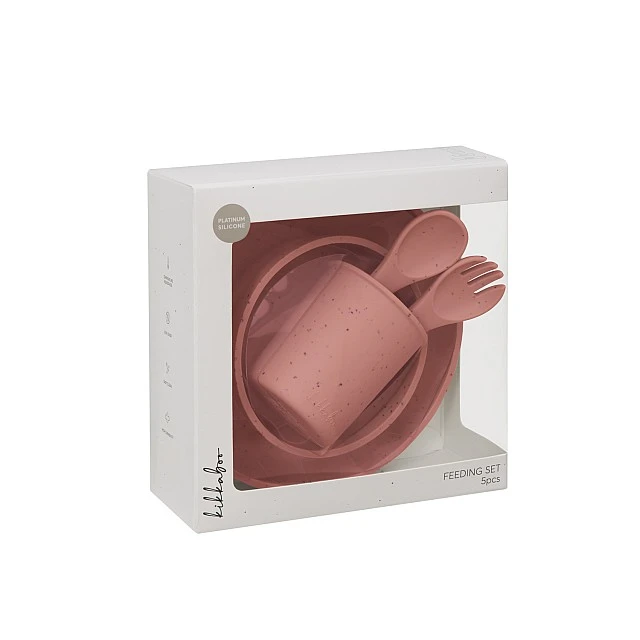 5-piece Platinum Silicone Blush Dining Set