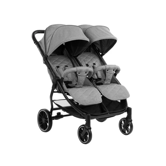 Stroller for twins Happy 2 Light Gray 2023