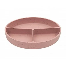 Plate with compartments and vacuum bottom Platinum Silicone Blush