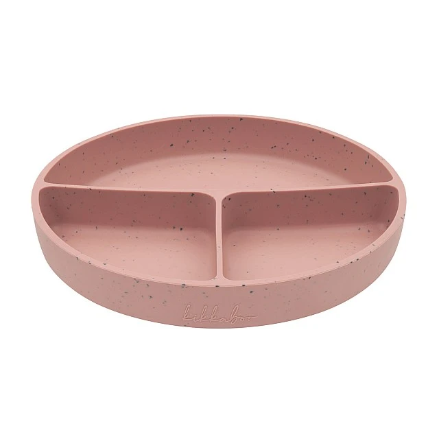 Plate with compartments and vacuum bottom Platinum Silicone Blush