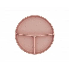 Plate with compartments and vacuum bottom Platinum Silicone Blush