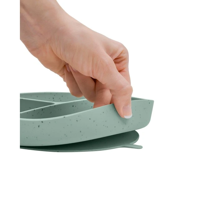 Чиния с отделения и вакуумно дъно Platinum Silicone Sage