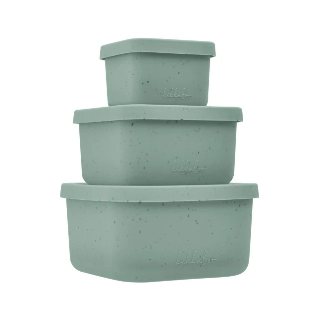 Set of food boxes 3 pcs Platinum Silicone Sage