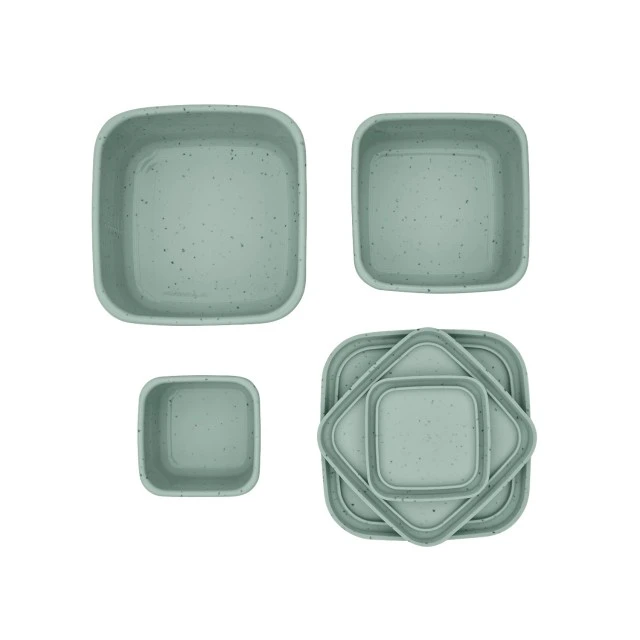 Set of food boxes 3 pcs Platinum Silicone Sage