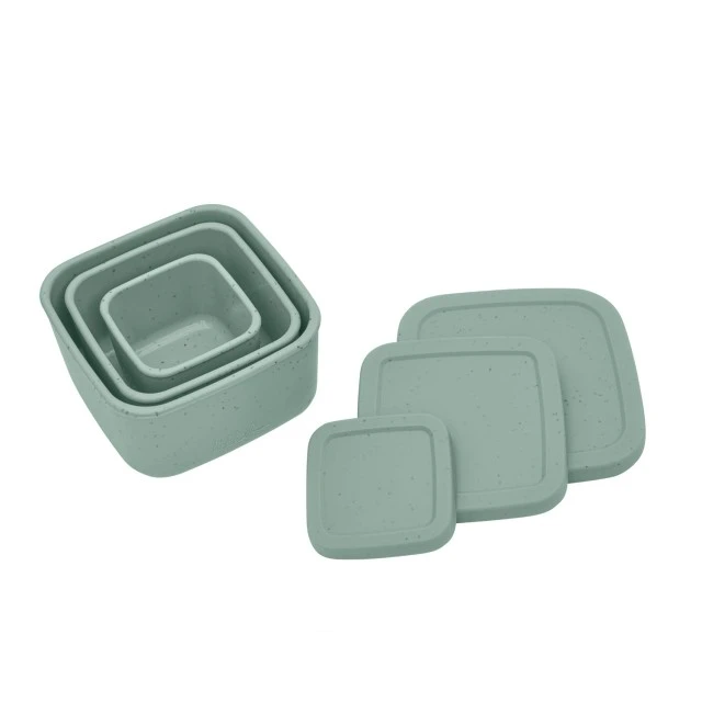 Set of food boxes 3 pcs Platinum Silicone Sage