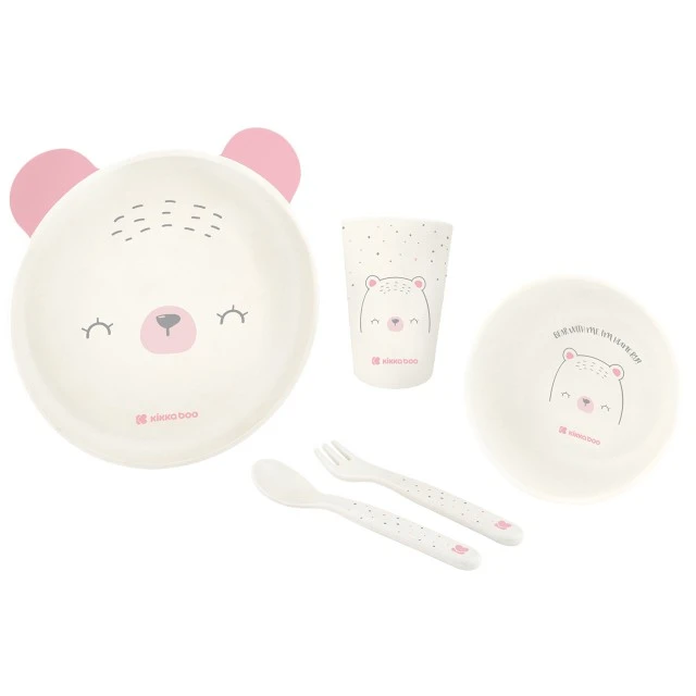 Сет за хранене пластмаса Bear with me Pink