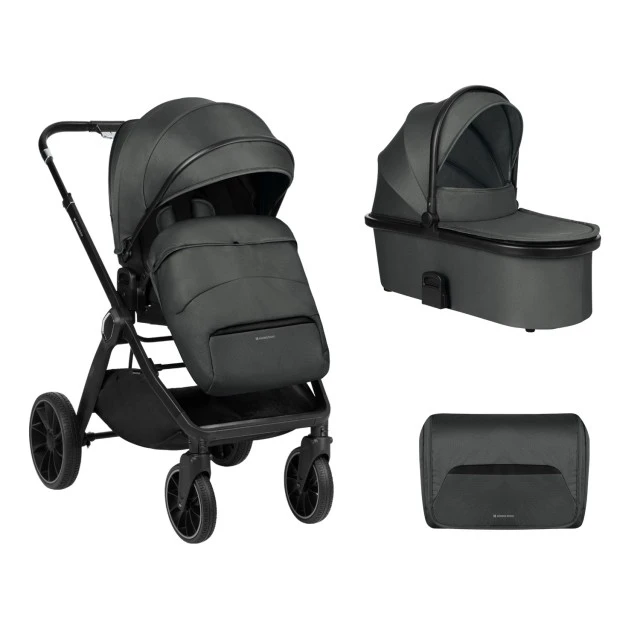 Комбинирана количка 2в1 с кош за новородено Tiffany Dark Grey 2024