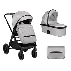 Комбинирана количка 2в1 с кош за новородено Tiffany Light Grey 2024