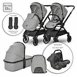 Бебешка количка reya 3in1 grey с реверсивна дръжка