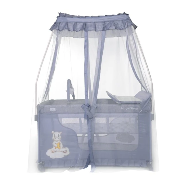 Magic sleep cool gray hippo playpen
