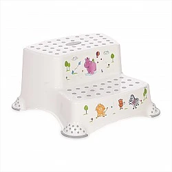 Double step for bathroom hippo white-grey