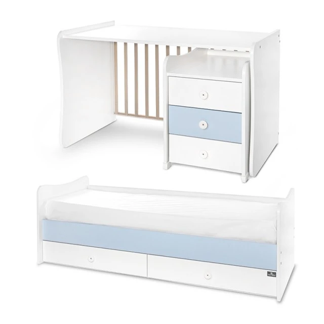 Легло maxi plus new 70/160  бяло/baby blue-3box