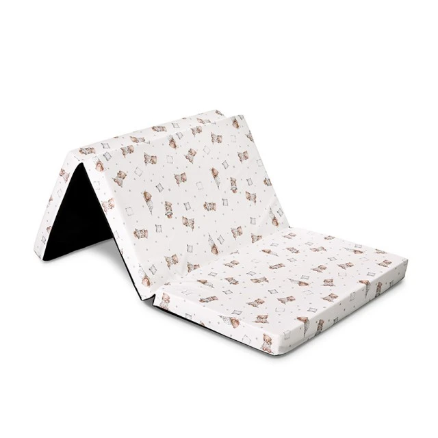 Folding mattress 60/120/5 cm beige bear with pillows