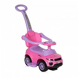 Кола за яздене off road+дръжка розова