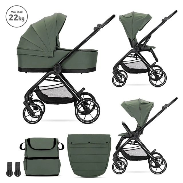 Бебешка количка VENICE 2в1 до 22 кг GREEN с кош за новор