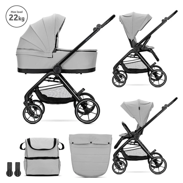 Бебешка количка VENICE 2в1 до 22 кг GREY с кош за новоро