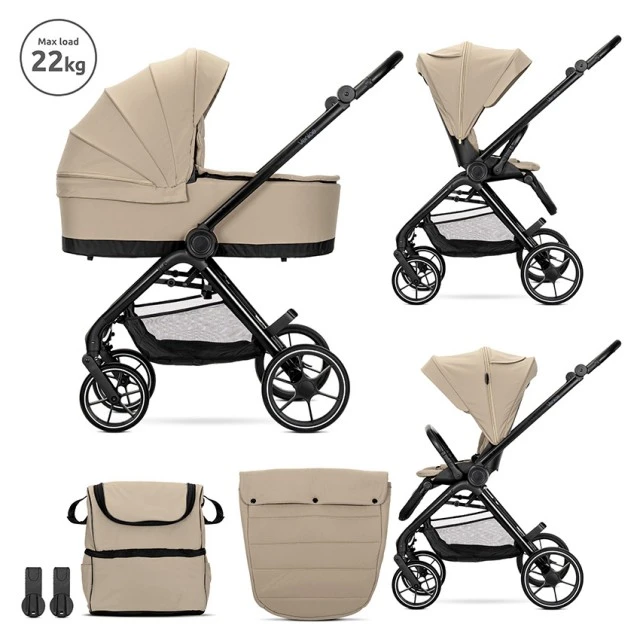 Бебешка количка VENICE 2в1 до 22 кг BEIGE с кош за новор