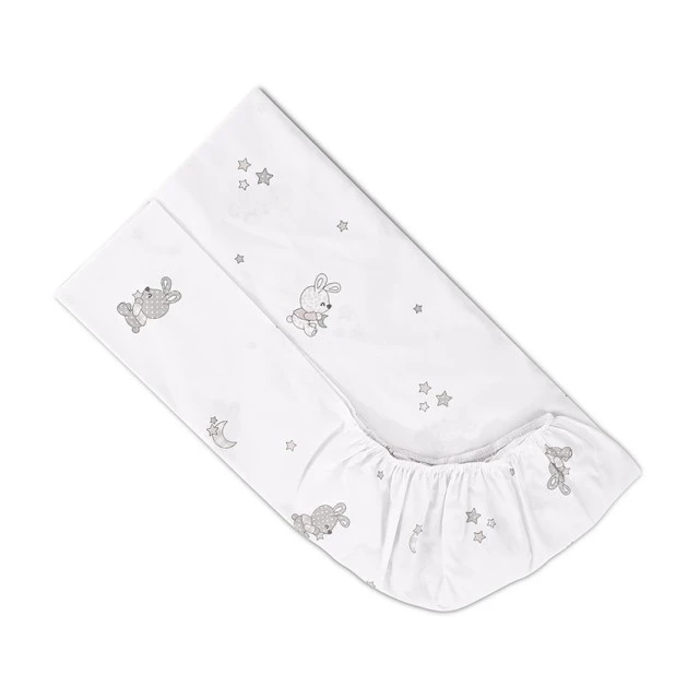 FITTED SHEET 70/140+15cm LITTLE RABBITS GREY