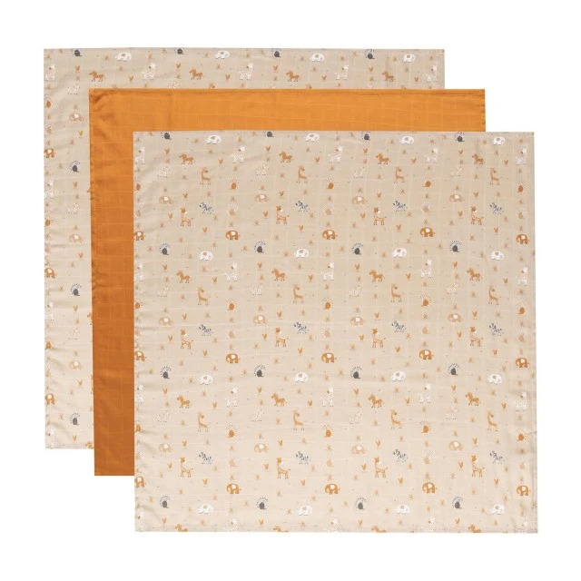 Bebe-Jou Muslin Diapers Set of 3 70x70cm - Steppe