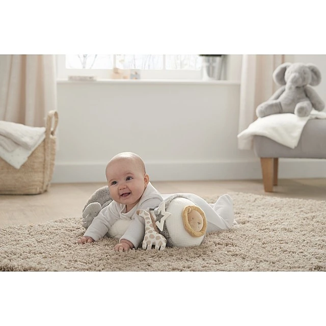 Mamas & Papas Tummy Time Roll toy - Welcome to the world Grey
