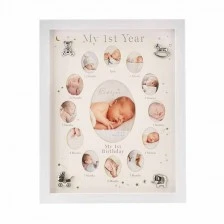 Widdop Bambino Photo Frame My First Year - Silver Icons