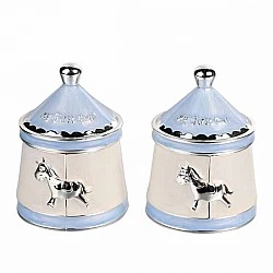 Widdop Bambino Посребрени кутийки за зъбче и кичур - Blue Carousel