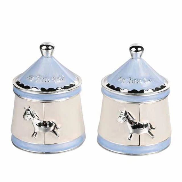 Widdop Bambino silver-plated tooth and curl boxes - Blue Carousel