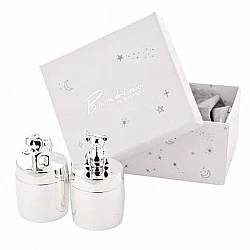 Widdop Bambino silver-plated tooth and curl boxes - Elephant and Teddy