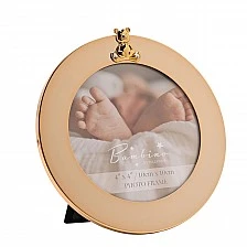 Widdop Bambino Позлатена кръгла рамка за снимка с декорация мече - Teddy