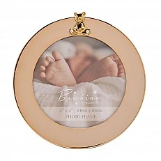 Widdop Bambino Gold-plated round photo frame with teddy bear decoration - Teddy