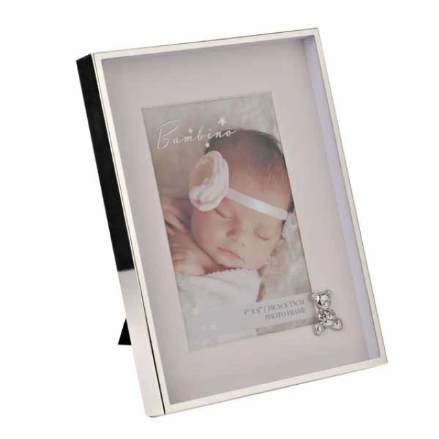 Widdop Bambino silver-plated photo frame with decoration - Teddy Pink